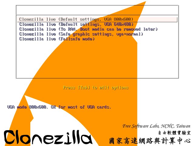Дополнительное загрузочное меню Clonezilla